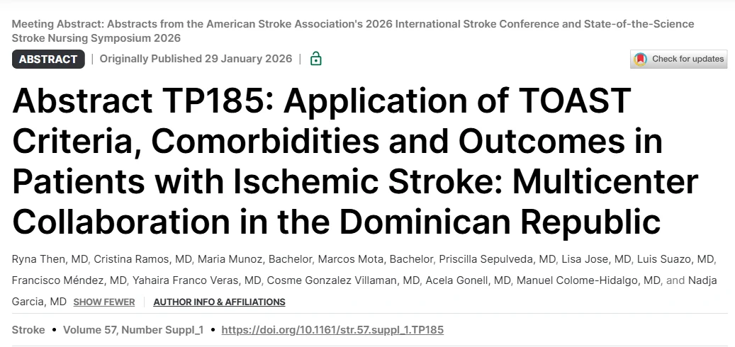 María Gabriela Muñoz: TOAST Criteria and Outcomes in Ischemic Stroke