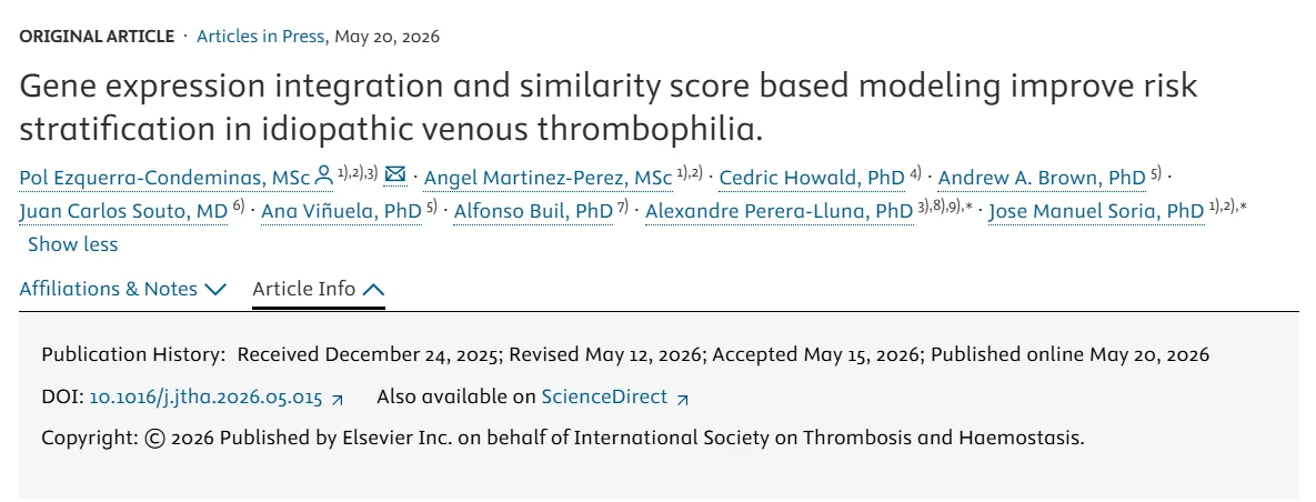 Jose Manuel Soria: Can Transcriptomics Improve VTE Risk Prediction?