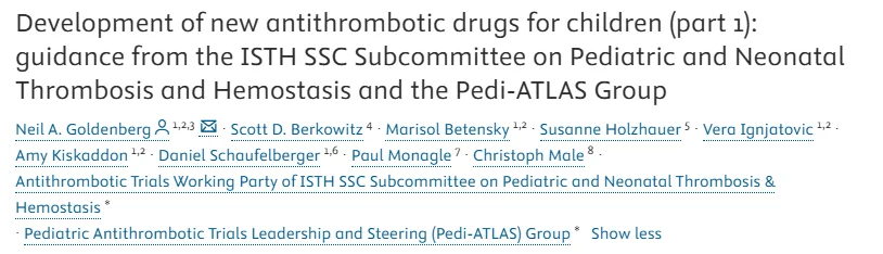 Updated Recommendations for Pediatric Antithrombotic Therapies - JTH 1 Updated Recommendations for Pediatric Antithrombotic Therapies - JTH