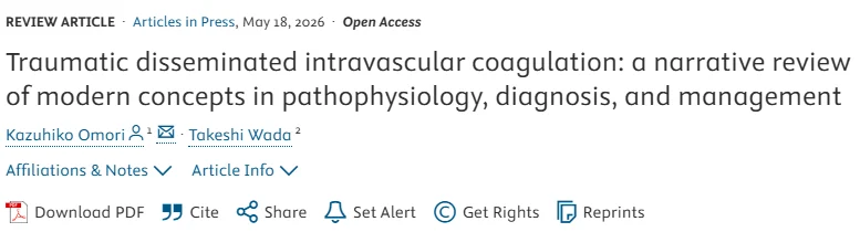 Modern Concepts in Traumatic Disseminated Intravascular Coagulation - JTH 1 JTH