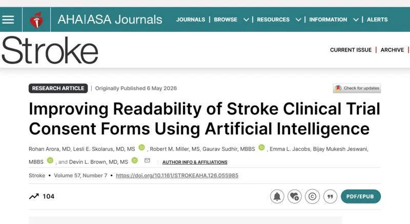Rohan Arora: Can Artificial Intelligence Improve Informed Consent in Stroke Clinical Trials? 1 Rohan Arora: Can Artificial Intelligence Improve Informed Consent in Stroke Clinical Trials?