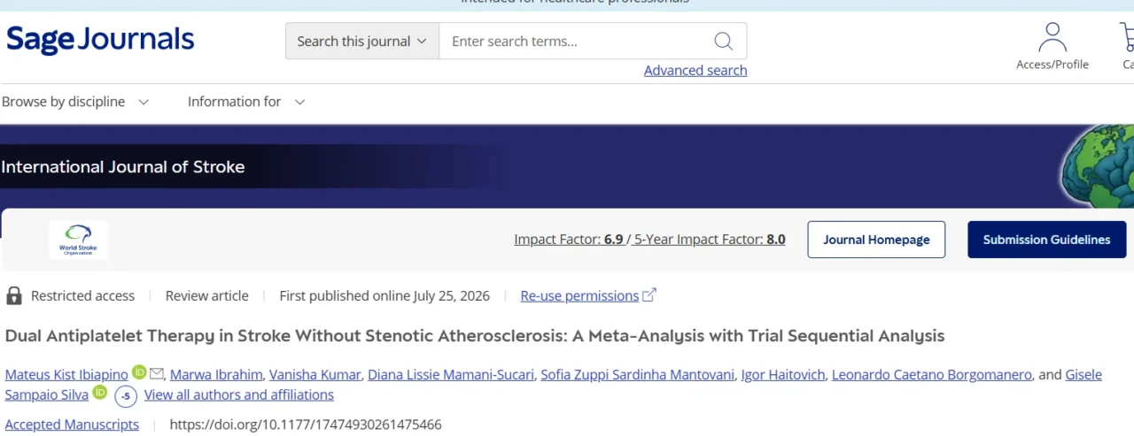 No Clear Benefit of Short-Term Dual Antiplatelet Therapy in TIA or Stroke Without ≥50% Stenosis - International Journal of Stroke