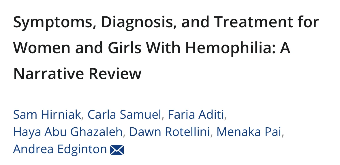 Sam Hirniak: Symptoms, Diagnosis, and Treatment for Women and Girls with Hemophilia