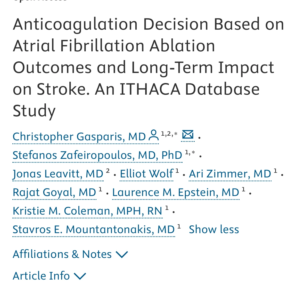 Christopher Gasparis: Anticoagulation After Atrial Fibrillation Ablation - Long-Term Impact on Stroke