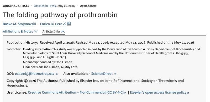 The Folding Pathway That Shapes Prothrombin Function - JTH 1 The Folding Pathway That Shapes Prothrombin Function - JTH