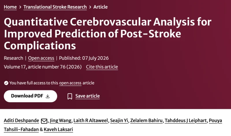 Pouya Tahsili-Fahadan: New Machine Learning Model Enhances Risk Prediction in Acute Ischemic Stroke 1 Pouya Tahsili-Fahadan: New Machine Learning Model Enhances Risk Prediction in Acute Ischemic Stroke