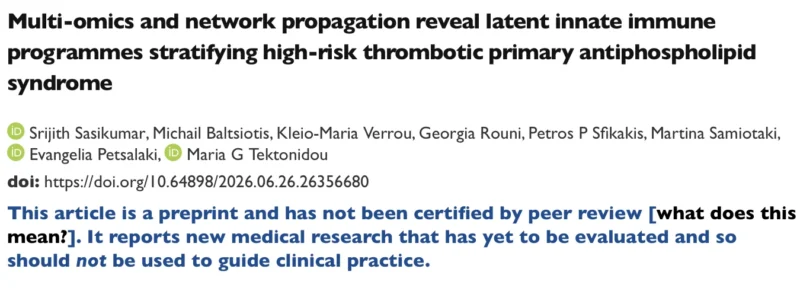 Evangelia Petsalaki: New Systems Biology Approach Identifies Biomarkers in Thrombotic APS 1 Evangelia Petsalaki: New Systems Biology Approach Identifies Biomarkers in Thrombotic APS