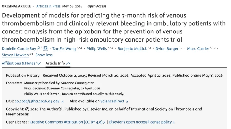 New Machine Learning Models Improve Prediction of Thrombosis and Bleeding in Cancer - JTH
