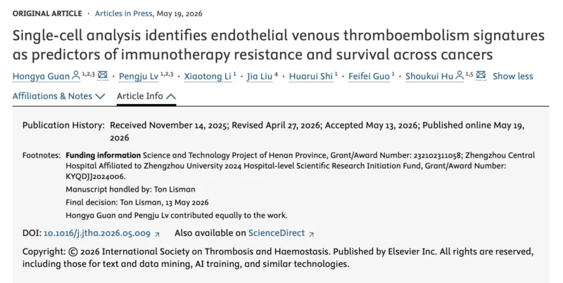 Endothelial VTE, Immunotherapy Resistance and Survival Across Cancers - JTH 1 Endothelial VTE, Immunotherapy Resistance and Survival Across Cancers - JTH