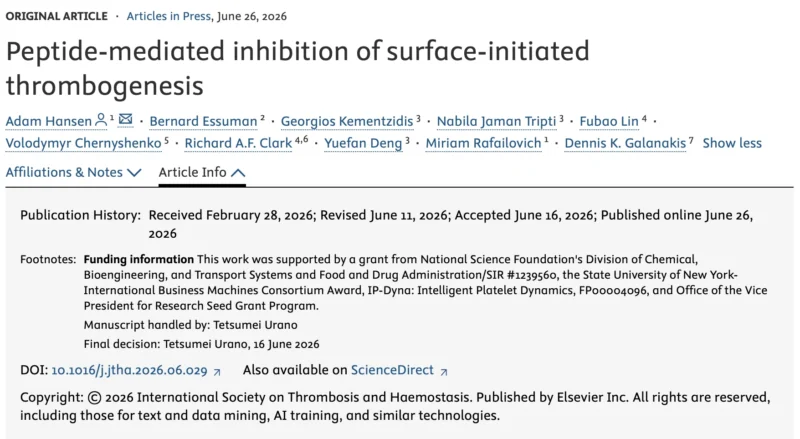 A Novel Peptide Strategy to Prevent Surface-Triggered Thrombosis - JTH 1 A Novel Peptide Strategy to Prevent Surface-Triggered Thrombosis - JTH