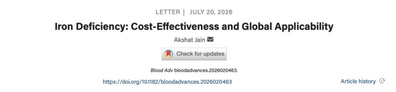 Akshat Jain: Reassessing Cost-Effectiveness of Iron Deficiency Anemia Treatments 1 Akshat Jain: Reassessing Cost-Effectiveness of Iron Deficiency Anemia Treatments