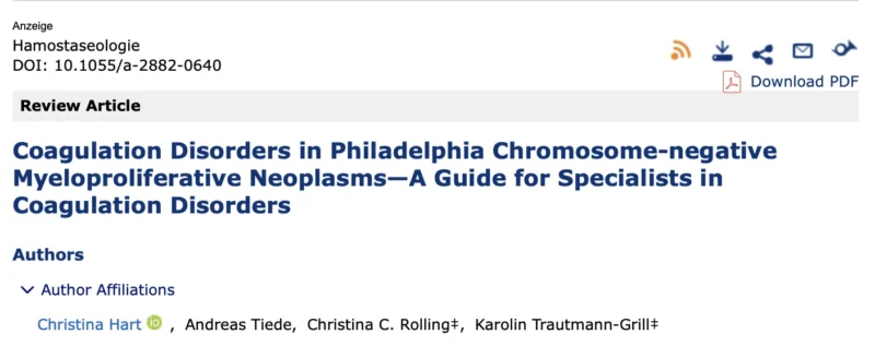 Christina Hart: New Review on Coagulation Disorders in Philadelphia Chromosome-Negative MPNs