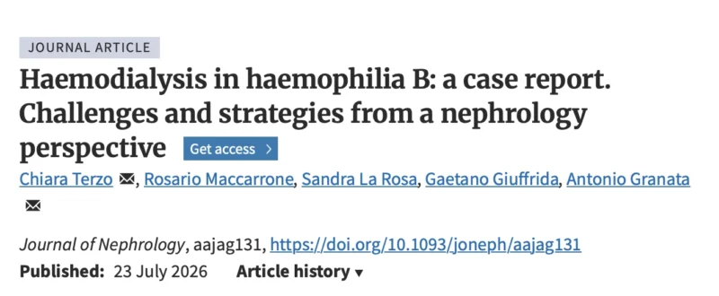 Chiara Terzo: New Insights into Haemodialysis in Haemophilia B 1 Chiara Terzo: New Insights into Haemodialysis in Haemophilia B