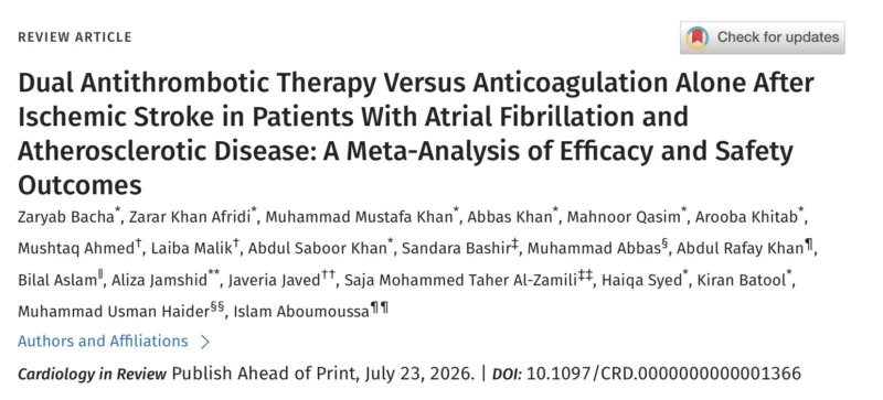 Islam Aboumoussa: A New Perspective on Dual Antithrombotic Therapy in Stroke Prevention