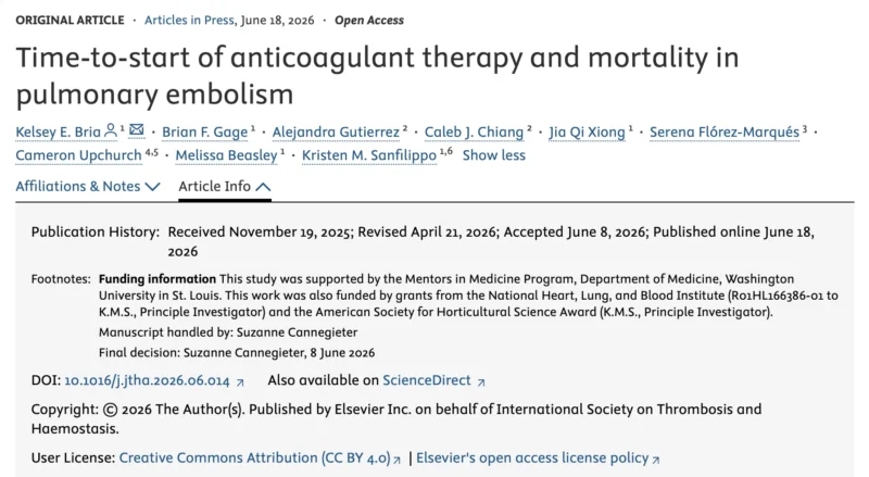 Will Thomas: The New Evidence on Delayed Anticoagulation and PE Mortality 1 Will Thomas: The New Evidence on Delayed Anticoagulation and PE Mortality