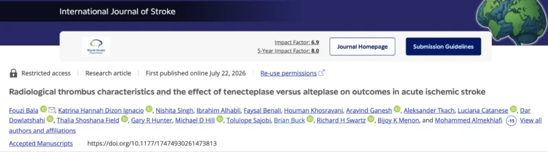 Secondary Analysis of the AcT Trial Is Now Live - International Journal of Stroke