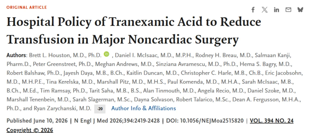 Nathan Connell: Tranexamic Acid - Small Intervention, Big Impact