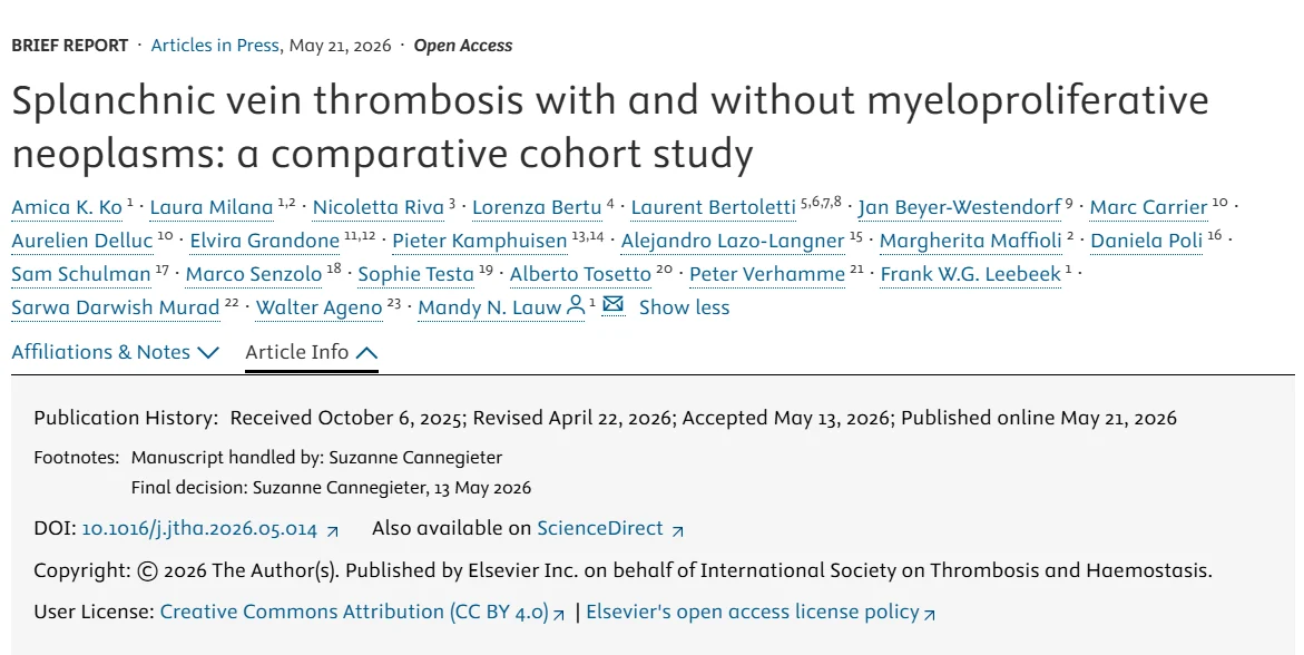 Does MPN Change the Outlook After Splanchnic Vein Thrombosis? - JTH