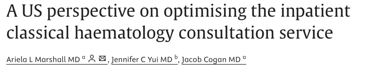 Ariela Marshall: Optimizing Inpatient Hematology Consult Services Through Best Practices And Strategy 1 Ariela Marshall: Optimizing Inpatient Hematology Consult Services Through Best Practices And Strategy