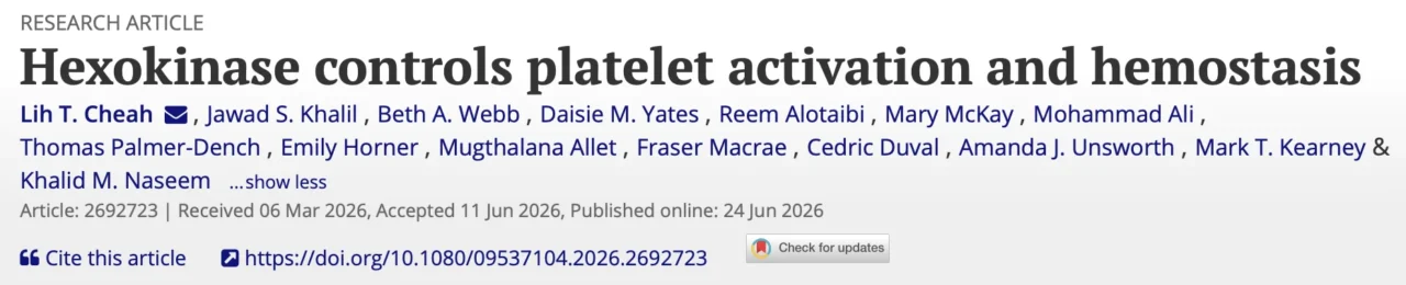 Reem Alotaibi: Hexokinase as a Regulator of Platelet Metabolism and Function 1 Reem Alotaibi: Hexokinase as a Regulator of Platelet Metabolism and Function
