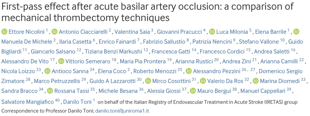 Ettore Nicolini: Optimizing First-Pass Reperfusion in Basilar Artery Occlusion