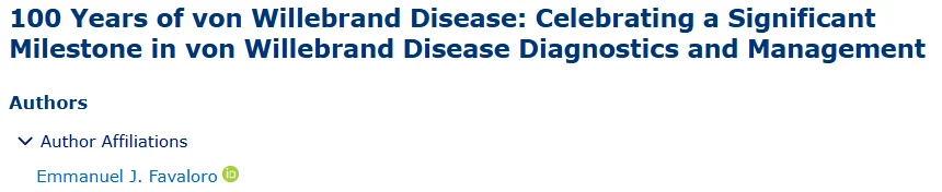 Celebrating a Century of von Willebrand Disease Research and Care - Seminars in Thrombosis and Hemostasis