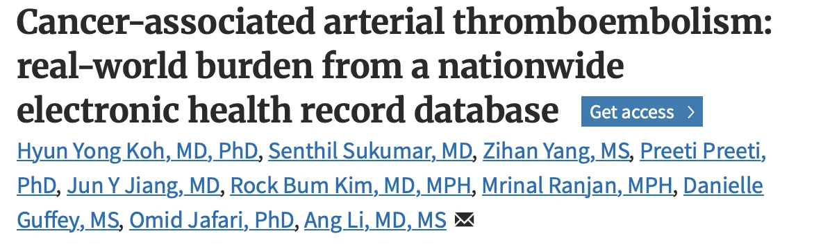 Cancer-Associated Arterial Thromboembolism: The Overlooked Cardiovascular Threat in Oncology 1 Cancer-Associated Arterial Thromboembolism: The Overlooked Cardiovascular Threat in Oncology