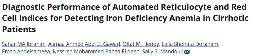 Sally Mandour: Automated Blood Indices Enhance IDA Diagnosis in Cirrhotic Patients