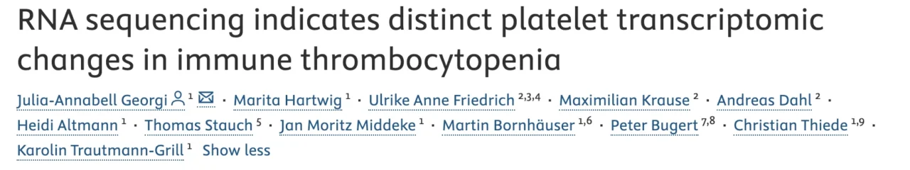 Karolin Trautmann-Grill: Platelet Transcriptomics in Immune Thrombocytopenia 1 Karolin Trautmann-Grill: Platelet Transcriptomics in Immune Thrombocytopenia