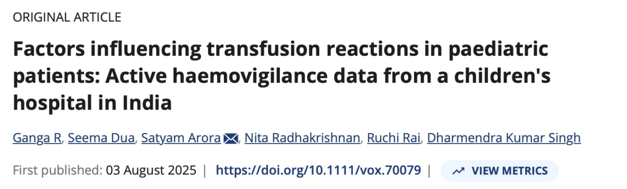 Strengthening Haemovigilance in Pediatric Transfusion Medicine - ISBT
