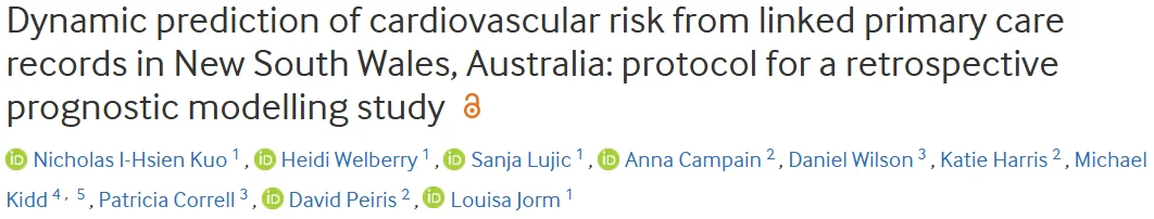 Louisa Jorm: A New Era of Dynamic Cardiovascular Risk Assessment 2 Louisa Jorm: A New Era of Dynamic Cardiovascular Risk Assessment