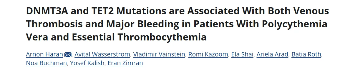 Mostafa Faisal: Impact of DNMT3A and TET2 Mutations on Clotting and Bleeding in PV and ET 1 Mostafa Faisal: Impact of DNMT3A and TET2 Mutations on Clotting and Bleeding in PV and ET