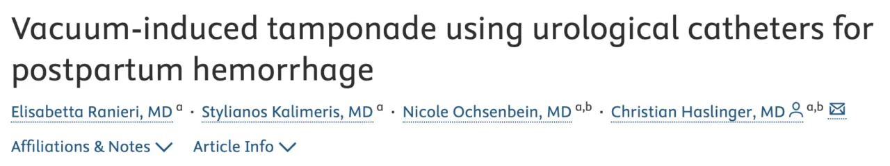 Stylianos Kalimeris: A New Approach to Vacuum-Induced Tamponade for Postpartum Hemorrhage