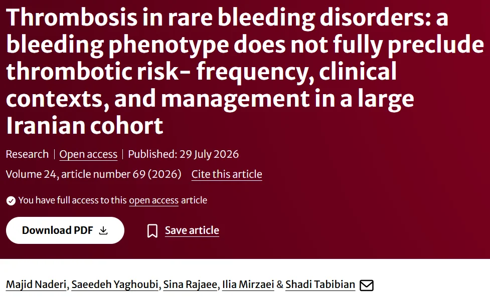Shadi Tabibian: Understanding Thrombotic Risk in Rare Bleeding Disorders
