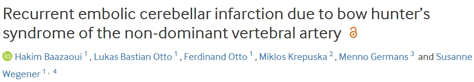 Lukas Bastian Otto: Bow Hunter's Syndrome as a Hidden Cause of Cerebellar Infarction