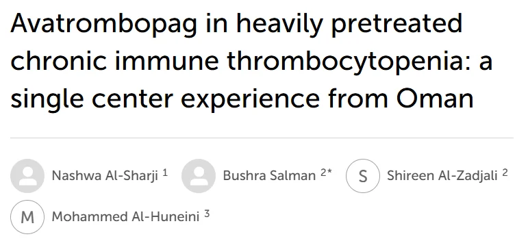 Bushra Salman: Avatrombopag Shows Promise in Heavily Pretreated Chronic ITP