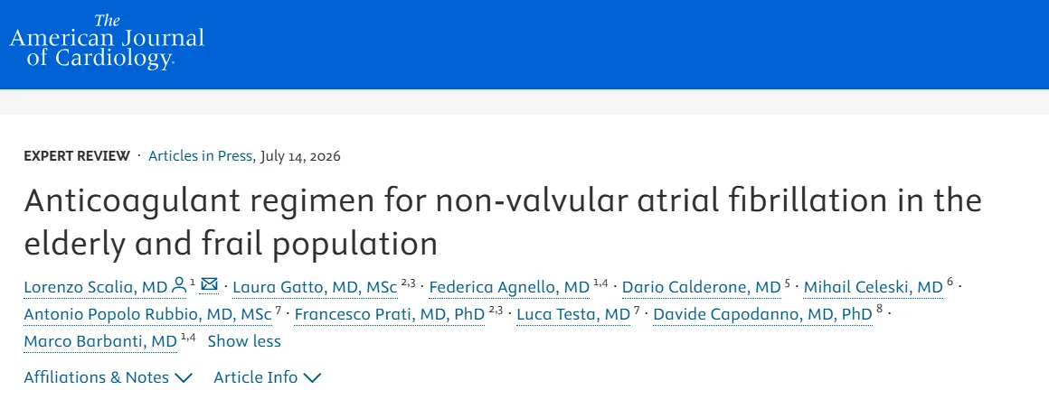 Lorenzo Scalia: New Review Highlights Anticoagulant Strategies for Elderly Patients With Atrial Fibrillation