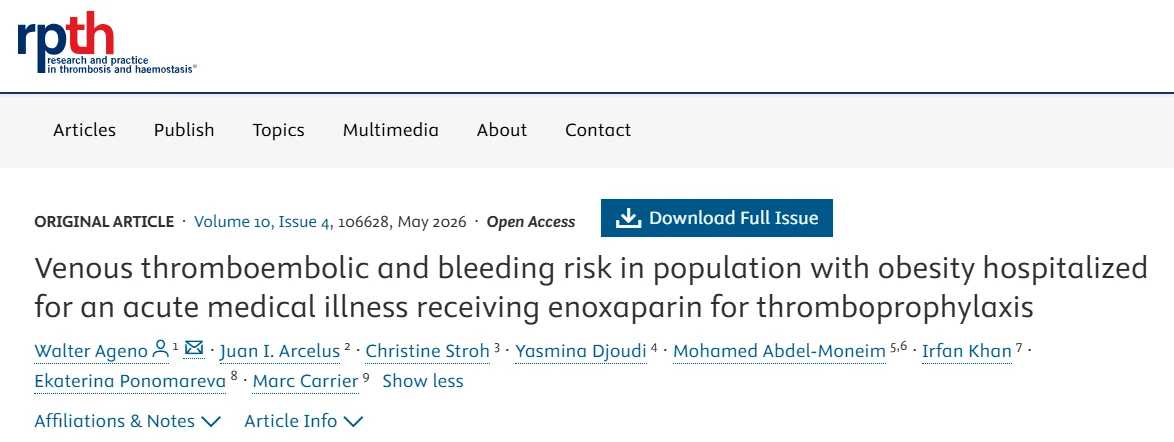 Can We Better Protect Hospitalized Patients With Obesity From Venous Thromboembolism? - RPTH Journal