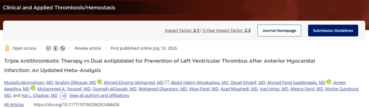 Ibrahim Al-khyate։ New Evidence on Triple Antithrombotic Therapy After Anterior Myocardial Infarction 1 Ibrahim Al-khyate։ New Evidence on Triple Antithrombotic Therapy After Anterior Myocardial Infarction