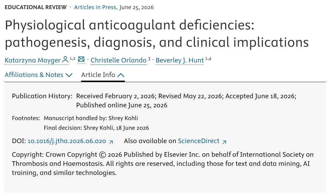 Understanding Natural Anticoagulant Deficiencies - JTH