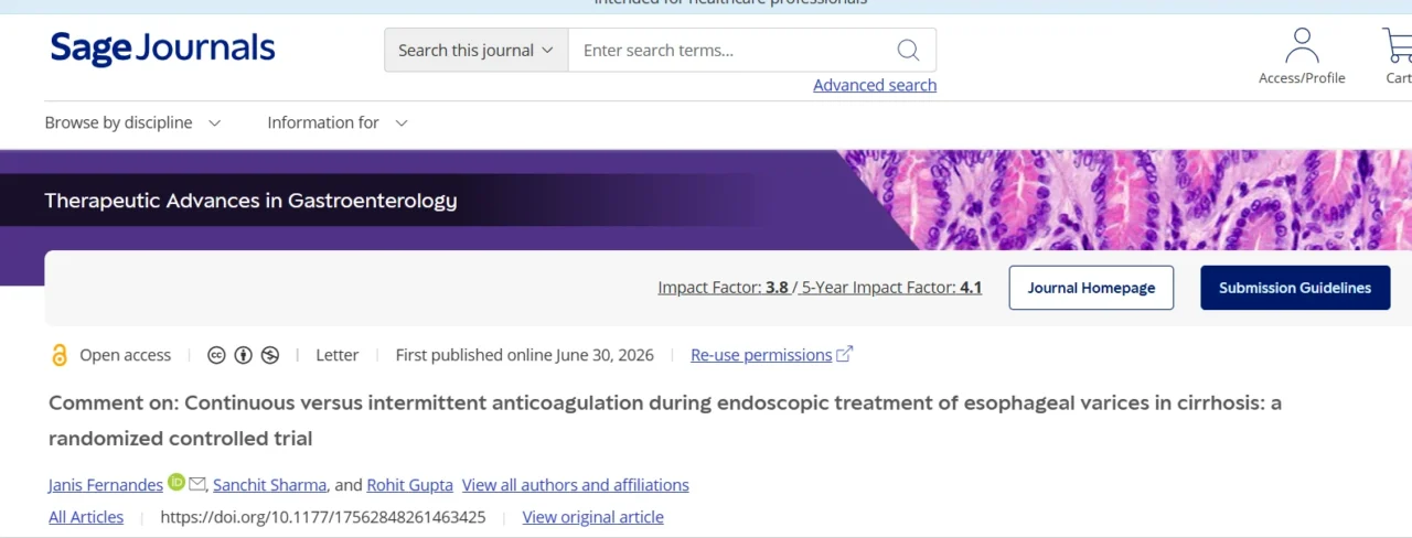 Sanchit Sharma։ Continuous Anticoagulation in PVT with Varices 1 Sanchit Sharma։ Continuous Anticoagulation in PVT with Varices