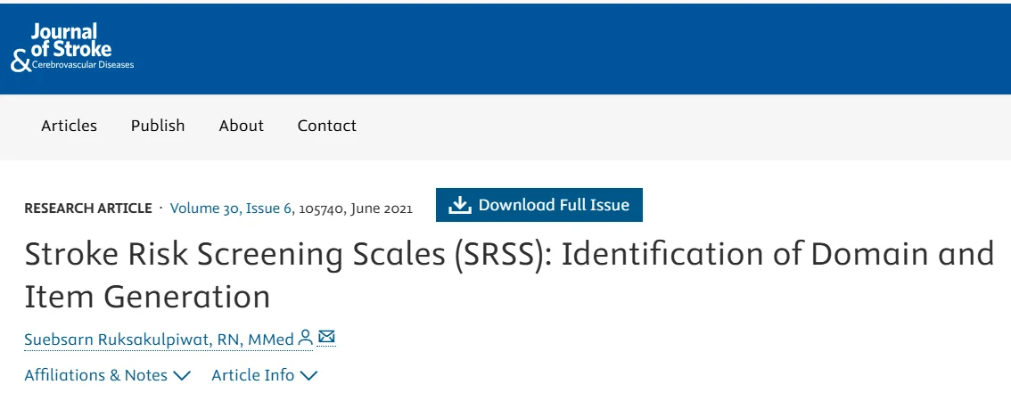 Suebsarn Ruksakulpiwat։ A New Milestone in the Development of the Stroke Risk Screening Scales