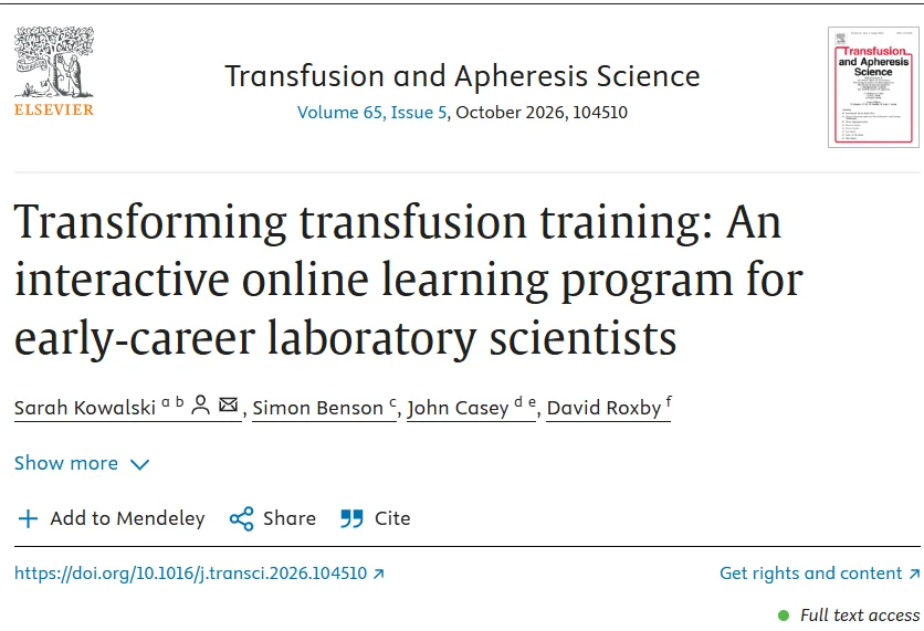 Sarah Kowalski։ Supporting the Next Generation of Transfusion Laboratory Scientists 1 Sarah Kowalski։ Supporting the Next Generation of Transfusion Laboratory Scientists