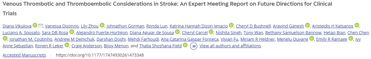 New Report Identifies Key Research Priorities for Venous Thrombosis and Stroke - International Journal of Stroke 1 International Journal of Stroke
