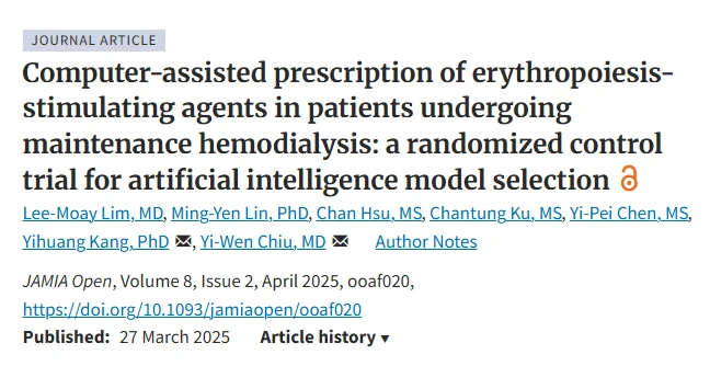 Irtiza Hasan: AI-Predicted Erythropoietin Dosing Matches Physician-Guided Dosing 1 Irtiza Hasan