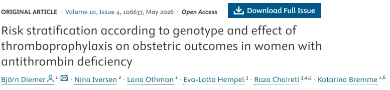 Should Genotype Guide Thromboprophylaxis in Pregnant Women With Antithrombin Deficiency? - RPTH Journal 1 RPTH Journal