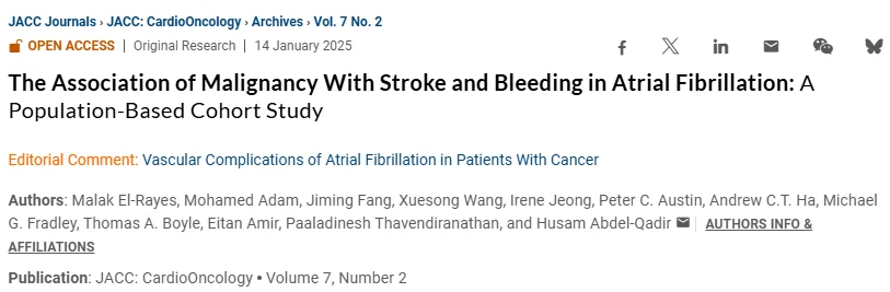 Daniel Victor Ortigoza: Stroke and Bleeding Risk in Patients With Atrial Fibrillation and Cancer 1 Daniel Victor Ortigoza