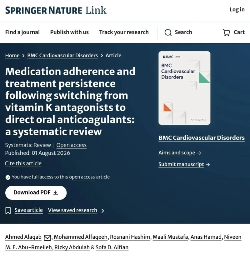 Anas Hamad: Medication Adherence and Treatment Persistence Following the Switch From VKAs to DOACs 1 Anas Hamad