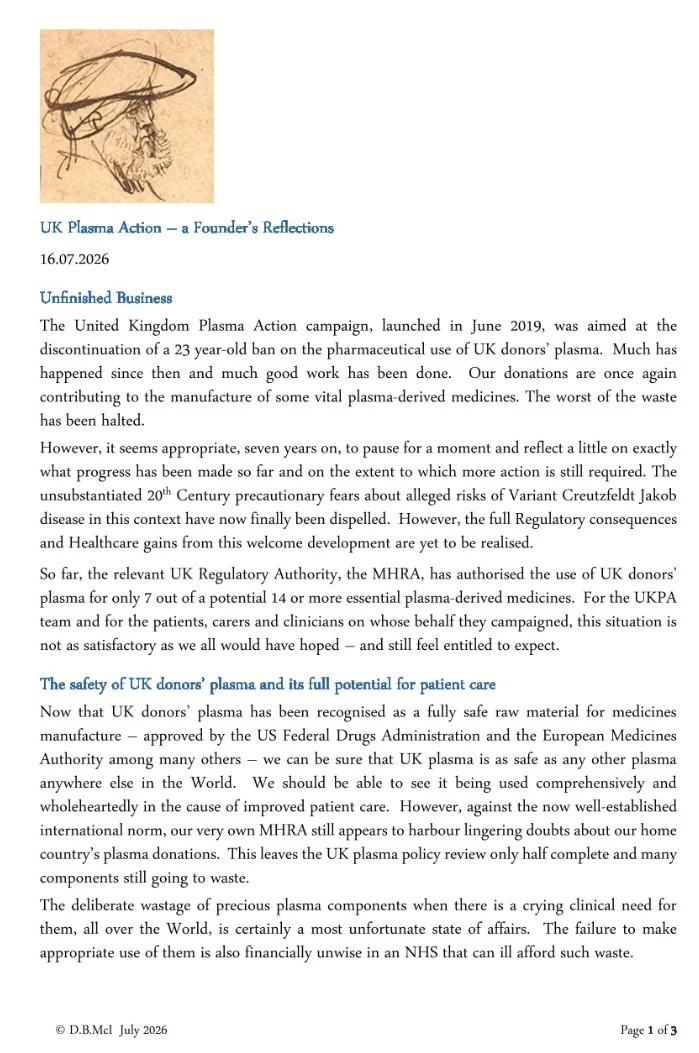 David McIntosh: UK Plasma Action – a Founder’s Reflections