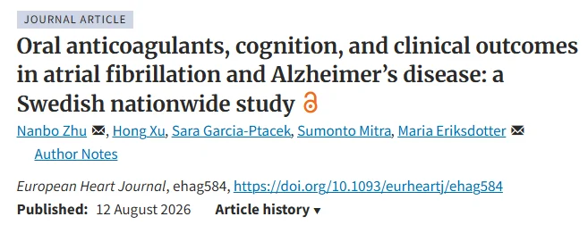 Filippo Crea: AF and Alzheimer's Disease - Does the Anticoagulant Choice Matter for the Brain? 1 Filippo Crea